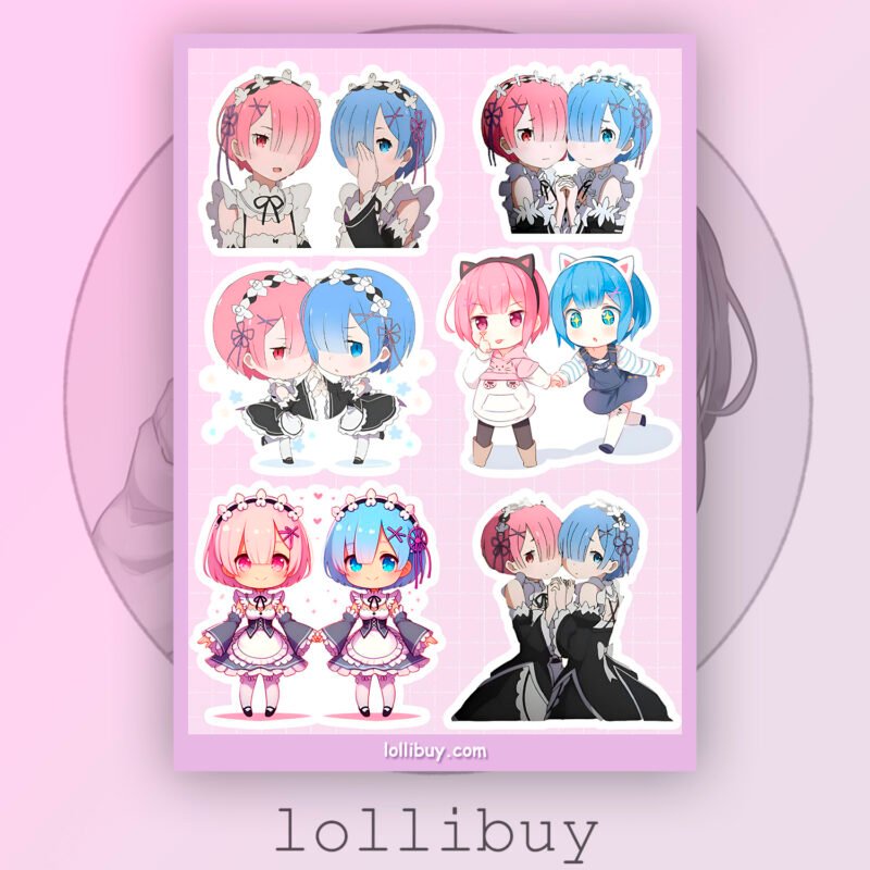 Наліпки А6 Re: Zero - Рем і Рам
